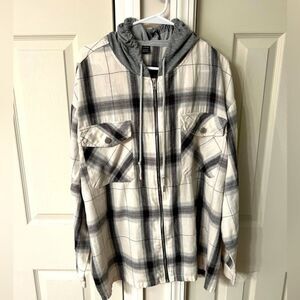 Maternity Zip Up Shirt - Plaid - Hoodie - Size XXL